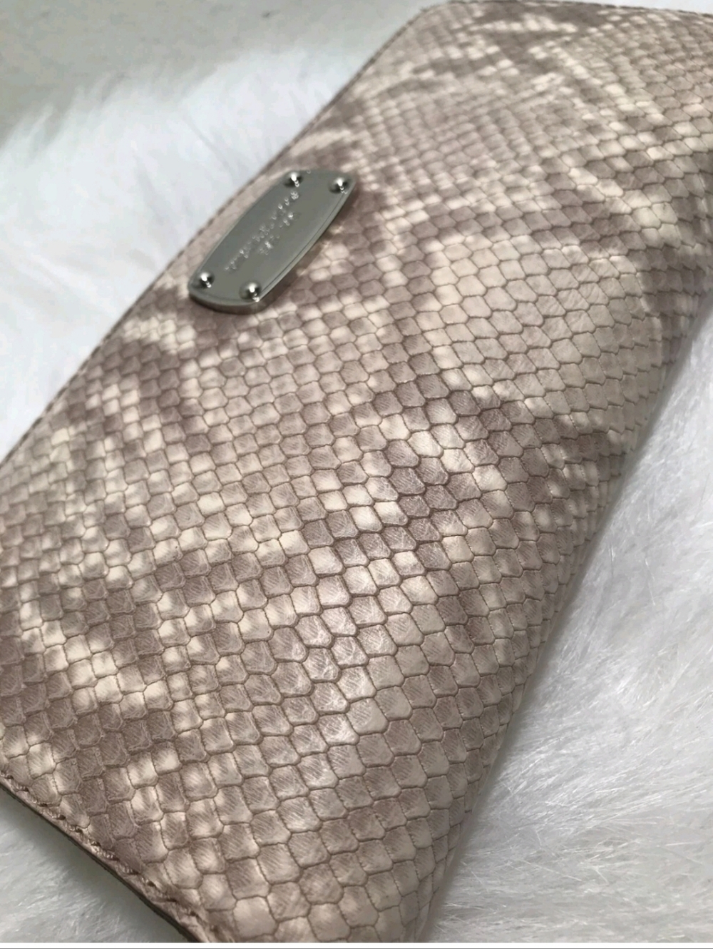 Michael Kors Jet Set Python-Embossed Leather Travel Continental Wallet EUC - Picture 5 of 15